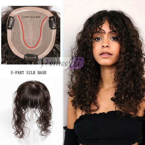 Remeehi 100% Human hair Curly Mono U-Silk Base Topper Hairpiece Toupee Hair Extensions Remeehi 100% Human hair Curly Mono U-Silk Base Topper Hairpiece Toupee Hair Extensions