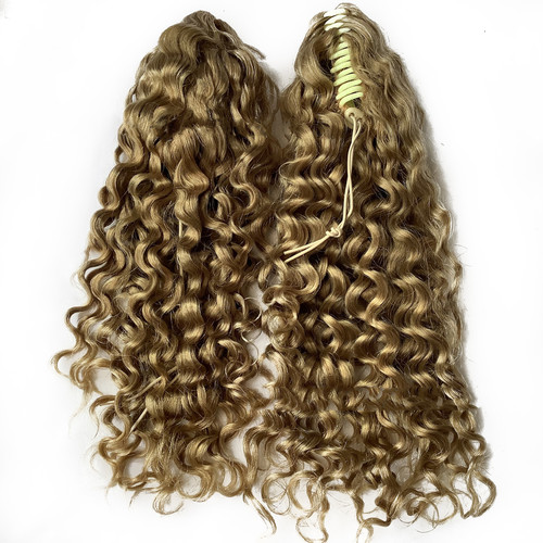 Remeehi Thick Curly Wavy Hairpieces Jaw Claw Clip in Ponytail100% Real Human Hair Extensions 22" 125g/26" 145g