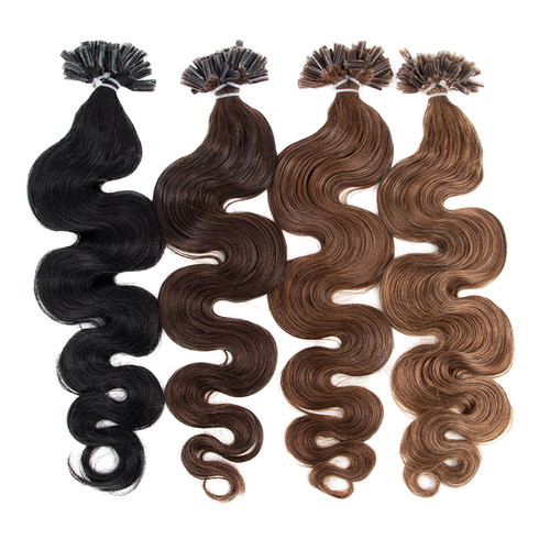 Remeehi 100S U Nail Tip Pre Bonded Keratin Fusion Remy Wavy Human Hair Extensions 70g