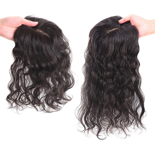 Remeehi Seamlese Mono Curly Wave Silk Base Real Human Hair  Topper Toupee Clip Hairpiece For Women