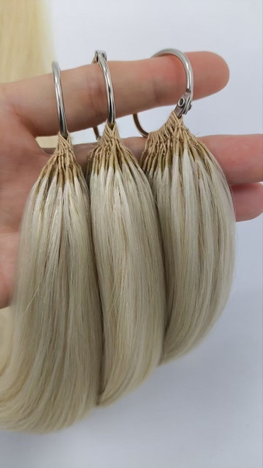 Remeehi Grey Blond DIY Seamless Feathers Hair Human hair Extension 40Strands Invisible Hair 16-30"