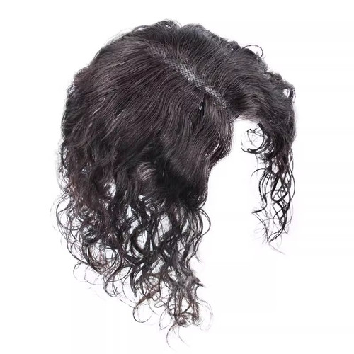 Remeehi Wavy Hair Silk Mono Topper Hair Piece 100% Human Hair Clip in Hairpiece For Women