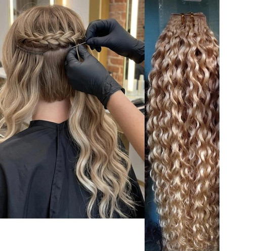 Remeehi Curly Wavy Double Drawn 100% Remy Hair Extension Natural Straight Genius Weft Hair 100g can be cut 