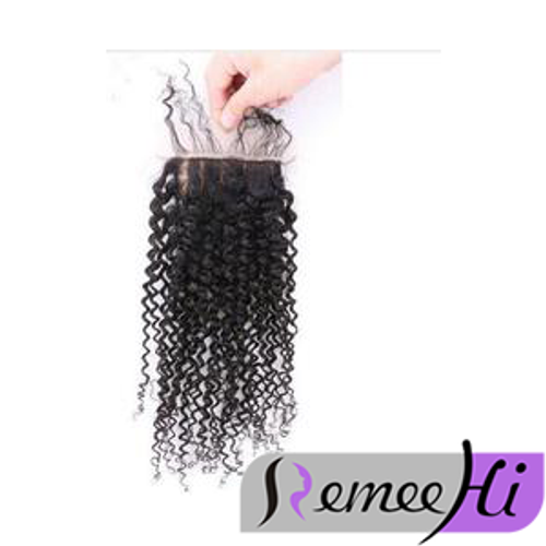 Remeehi Kinky Curly Silk Base Top Closure Bleached Knots Free/Middle/3 Part 4"X4" Remeehi Kinky Curly Silk Base Top Closure Bleached Knots Free/Middle/3 Part 4"X4"