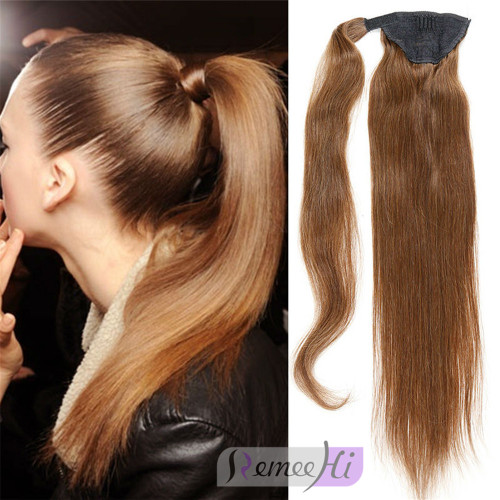 Remeehi Straight Remy Human Hair Clip Ponytails 120G Human Hair Extensions