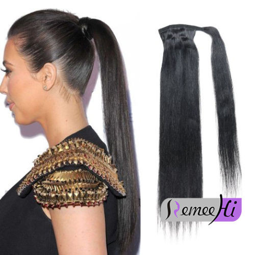 Remeehi Straight Remy Human Hair Clip Ponytails 120g Human Hair Extensions