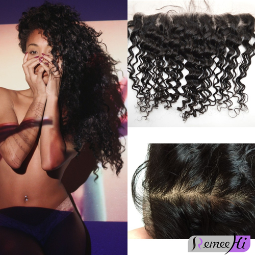 Remeehi  130% density Deep curl silk base lace frontal closure Indian remy hair deep curl silk top closure 13"x4"  free shipping