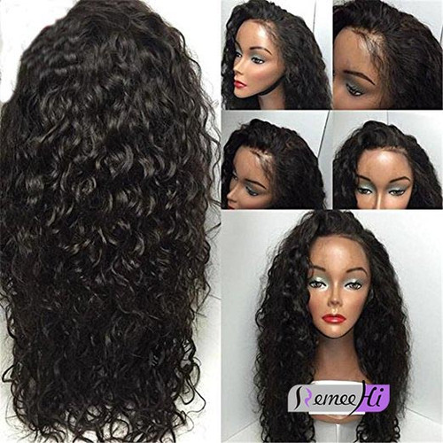 Remeehi 12" Spanish Natural Curly Brazilian Human Hair Full Lace Wig with Baby Hair Around 2# Dark Brown