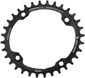 Wolf Tooth Elliptical 104 BCD Chainring - 34t, 104 BCD, 4-Bolt, Requires Shimano 12-Speed Hyperglide+ Chain, Black