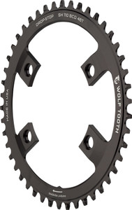Wolf Tooth Shimano 110 Asymmetric BCD Chainring - 46t, 110 Asymmetric BCD, 4-Bolt, Drop-Stop, For Shimano Cranks, Black