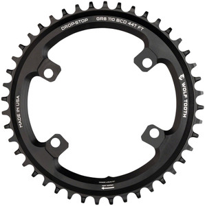 Wolf Tooth Shimano 110 Asymmetric BCD Chainring - 42t, 110 Asymmetric BCD, 4-Bolt, Drop-Stop Flattop, For Shimano GRX Cranks, Black Wolf Tooth Shimano 110 Asymmetric BCD Chainring - 42t, 110 Asymmetric BCD, 4-Bolt, Drop-Stop Flattop, For Shimano GRX Cranks, Black