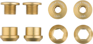 Wolf Tooth 1x 6mm Chainring Bolt: Gold, Set of 4, Dual Hex Fittings