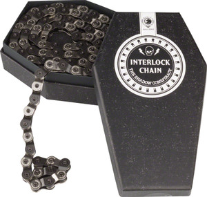The Shadow Conspiracy Interlock V2 Chain - Single Speed 1/2" x 1/8", 98 Links, Half Link Chain, Silver/Black
