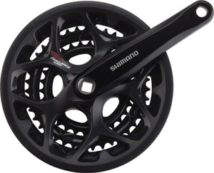 Shimano Tourney FC-A073 Crankset - 170mm, 7/8-Speed, 50/39/30t, Riveted, Square Taper JIS Spindle Interface, Black, With Chainguard Shimano Tourney FC-A073 Crankset - 170mm, 7/8-Speed, 50/39/30t, Riveted, Square Taper JIS Spindle Interface, Black, With Chainguard