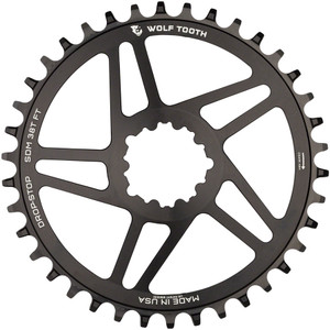 Wolf Tooth Direct Mount Chainring - 38t, SRAM Direct Mount, For SRAM 3-Bolt, 6mm Offset, Drop-Stop, Flattop Compatible, Black Wolf Tooth Direct Mount Chainring - 38t, SRAM Direct Mount, For SRAM 3-Bolt, 6mm Offset, Drop-Stop, Flattop Compatible, Black