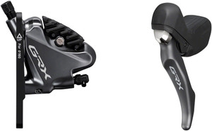 Shimano GRX ST-RX810-LA/BR-RX810 Disc Brake and Lever/Drop Bar Seatpost Remote - Front, Hydraulic, Flat Mount, Resin Pads, Black Shimano GRX ST-RX810-LA/BR-RX810 Disc Brake and Lever/Drop Bar Seatpost Remote - Front, Hydraulic, Flat Mount, Resin Pads, Black