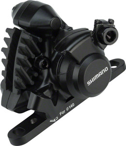 Shimano BR-RS305 Front Flat-Mount Disc Brake Caliper with Resin Pads with Fins and Adaptor for 140/160mm Rotor Shimano BR-RS305 Front Flat-Mount Disc Brake Caliper with Resin Pads with Fins and Adaptor for 140/160mm Rotor