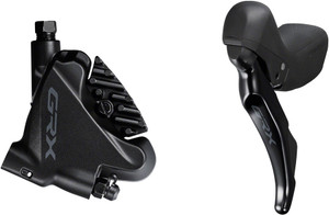 Shimano GRX ST-RX400/BR-RX400 Hydraulic Disc Brake and Brake/Shift Lever - Left, 2x10-Speed, Flat Mount, Finned Resin Pads, Black Shimano GRX ST-RX400/BR-RX400 Hydraulic Disc Brake and Brake/Shift Lever - Left, 2x10-Speed, Flat Mount, Finned Resin Pads, Black