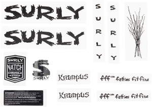 Surly Krampus Frame Decal Set - Black, with Sticks Surly Krampus Frame Decal Set - Black, with Sticks
