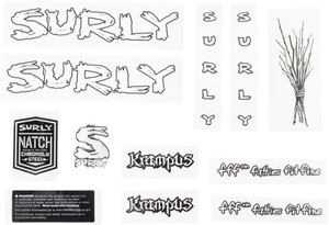 Surly Krampus Frame Decal Set - White, with Sticks Surly Krampus Frame Decal Set - White, with Sticks