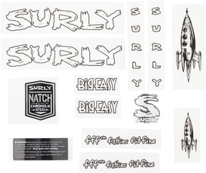 Surly Big Easy Frame Decal Set - White, with Rocket Surly Big Easy Frame Decal Set - White, with Rocket
