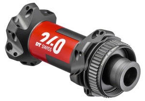 DT Swiss 240 Front Hub - 12 x 100mm, Center Lock, straight Pull, 24h, Black/Red