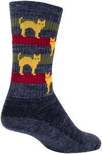 SockGuy Catz Wool Socks | 6 inch | Gray/Yellow/Red