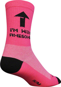 SockGuy I'm With Awesome Crew Socks | 6 inch | Pink