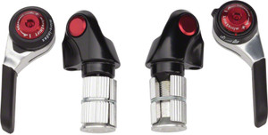 microSHIFT Bar End Shifter Set, 10-Speed Road, Double/Triple, Shimano Compatible, Silver microSHIFT Bar End Shifter Set, 10-Speed Road, Double/Triple, Shimano Compatible, Silver