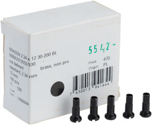 DT Swiss Standard Brass Nipples: 2.34 x 12mm, Black, Box of 100 DT Swiss Standard Brass Nipples: 2.34 x 12mm, Black, Box of 100