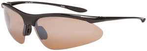 ONE Tightrope Polarized Sunglasses: Shiny Black with Brown Silver Flash Lens