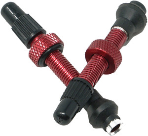 Industry Nine No-Clog Aluminum Tubeless Valve Stems, 39mm, Red, Pair