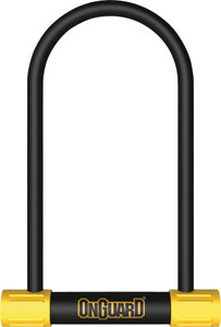 OnGuard BullDog Series U-Lock - 4.5 x 11", Keyed, Black/Yellow, Includes bracket