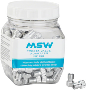 MSW Presta Valve to Schrader Valve Adapter, Jar of 150 MSW Presta Valve to Schrader Valve Adapter, Jar of 150