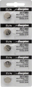 Energizer 357 / 303 Silver Oxide Multi-Drain Battery 1.55v: Card of 5 Energizer 357 / 303 Silver Oxide Multi-Drain Battery 1.55v: Card of 5