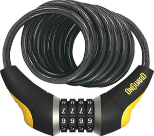 OnGuard Doberman Combo Cable Lock: 6' x 10mm, Gray/Black/Yellow OnGuard Doberman Combo Cable Lock: 6' x 10mm, Gray/Black/Yellow