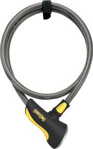 OnGuard Akita Cable Lock with Key: 6' x 12mm, Gray/Black/Yellow OnGuard Akita Cable Lock with Key: 6' x 12mm, Gray/Black/Yellow