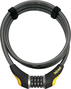 OnGuard Akita Resettable Combo Cable Lock: 6' x 12mm, Gray/Yellow OnGuard Akita Resettable Combo Cable Lock: 6' x 12mm, Gray/Yellow