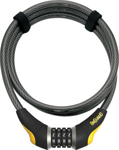 OnGuard Akita Resettable Combo Cable Lock: 6' x 10mm, Gray/Black/Yellow OnGuard Akita Resettable Combo Cable Lock: 6' x 10mm, Gray/Black/Yellow