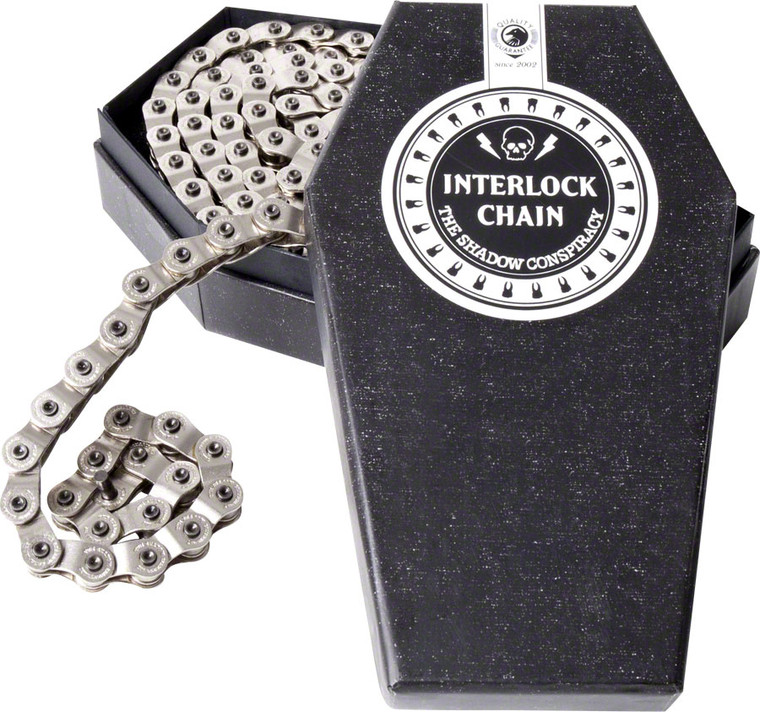 The Shadow Conspiracy Interlock V2 Chain - Single Speed 1/2" x 1/8", 98 Links, Half Link Chain, Silver