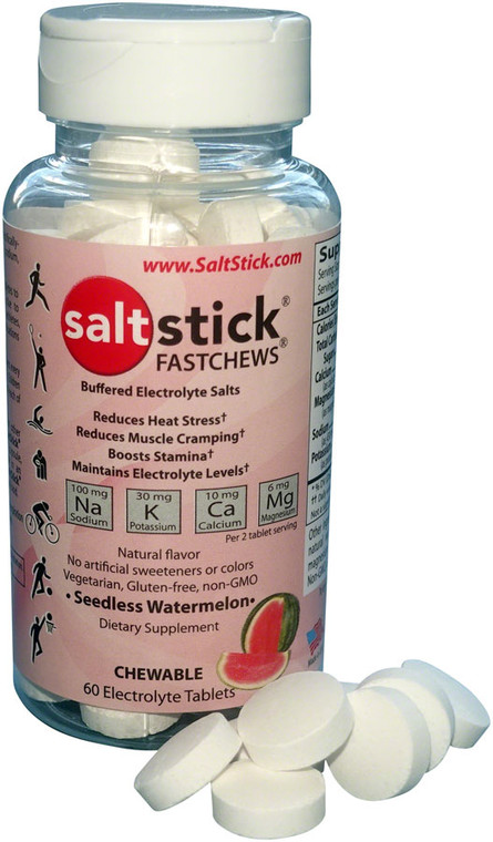 Saltstick Fastchews Chewable Electrolyte Tablets: Bottle of 60, Seedless Watermelon