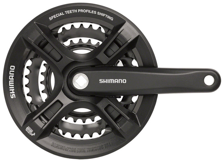 Shimano Altus FC-M311 Crankset - 170mm, 7/8-Speed, 48/38/28t, Riveted, Square Taper JIS Spindle Interface, Black