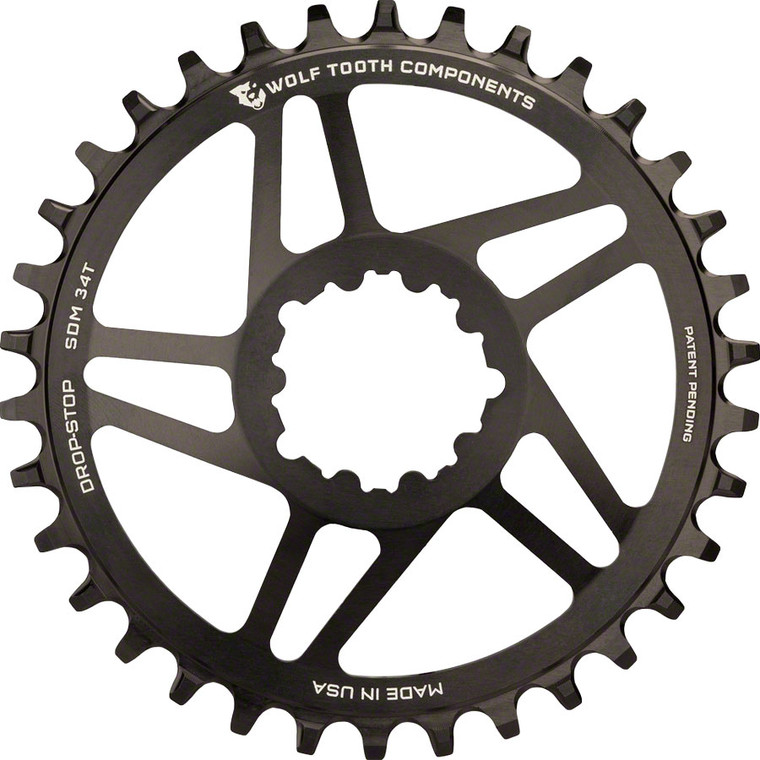 Wolf Tooth Direct Mount Chainring - 28t, SRAM Direct Mount, Drop-Stop, For SRAM 3-Bolt Cranksets, 6mm Offset, Black