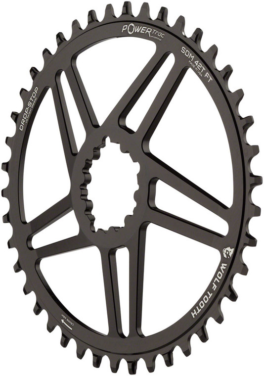 Wolf Tooth Elliptical Direct Mount Chainring - 40t, SRAM Direct Mount, 6mm Offset, Drop-Stop, Flattop Compatible, Black