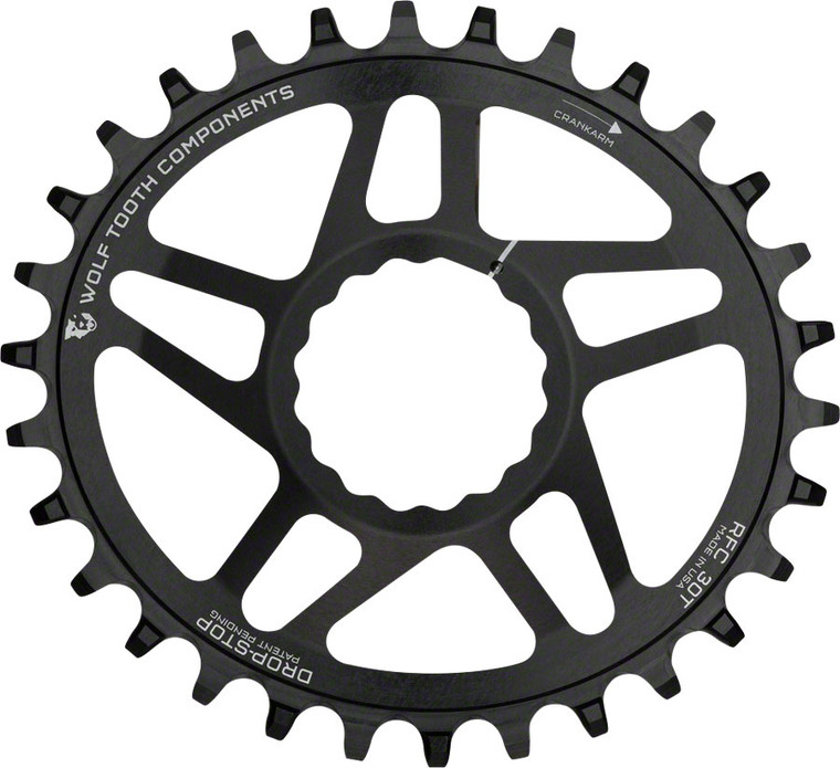 Wolf Tooth Elliptical Direct Mount Chainring - 28t, RaceFace/Easton CINCH Direct Mount, Drop-Stop, For Boost Cranks, 3mm Offset, Black