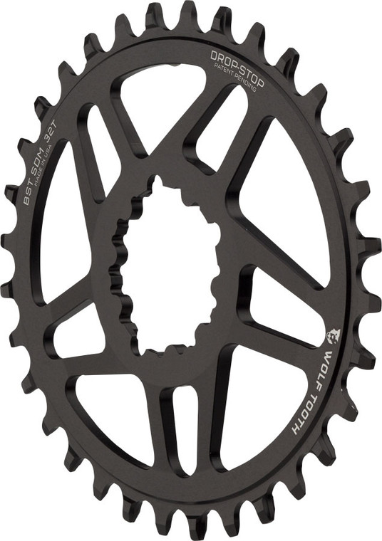 Wolf Tooth Elliptical Direct Mount Chainring - 34t, SRAM Direct Mount, Drop-Stop, For SRAM 3-Bolt Boost Cranksets, 3mm Offset, Black