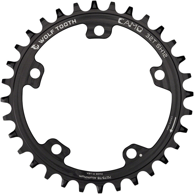 Wolf Tooth CAMO Aluminum Chainring - 30t, Wolf Tooth CAMO Mount, Requires 12-Speed Hyperglide+ Chain, Black