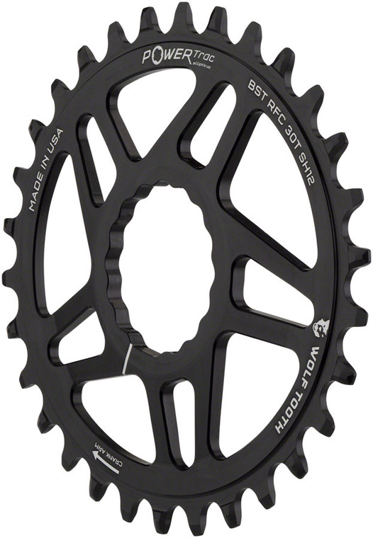 Wolf Tooth Elliptical Direct Mount Chainring - 30t, RaceFace/Easton CINCH Direct Mount, Boost, 3mm Offset, Use Hyperglide+ Chain, Black
