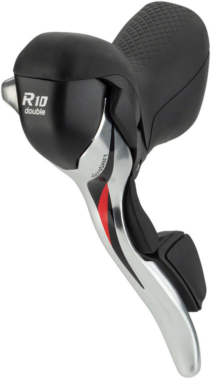 microSHIFT R10 Left Drop Bar Shift Lever, Double, Shimano Compatible, Silver