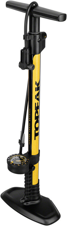 Topeak JoeBlow Sport 2Stage Floor Pump - 160psi / 11bar 3" Gauge, 2-Stage Switch and Pressure Gauge, TwinHead DX5, Yellow/Black